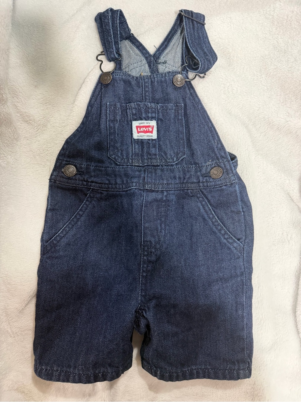 Levi's Dark Blue Denim Short Overalls for Kids